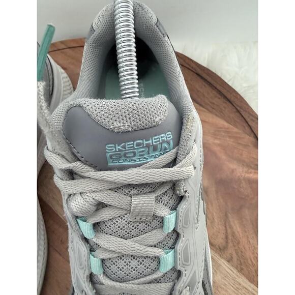 Skechers GoRun Consistent Shoes Womens Size 9.5 Gray Teal Goga Mat 128075 GYTQ - Picture 5 of 13